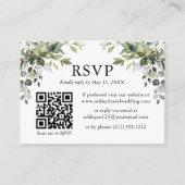 Waterverf Greenery Foto QR RSVP Wedding Informatiekaartje (Voorkant)
