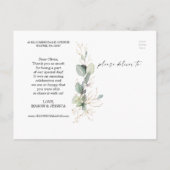 Waterverf Greenery Foto Weddenschap Hartelijk dank Briefkaart (Achterkant)