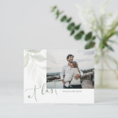 Waterverf Greenery Foto Wedding Save the Date Briefkaart (Staand voorkant)
