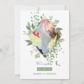 Waterverf Greenery Foto Zwangerschap Aankondiging (Voorkant)