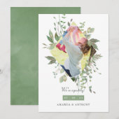 Waterverf Greenery Foto Zwangerschap Aankondiging (Voorkant / Achterkant)