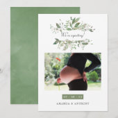 Waterverf Greenery Foto Zwangerschap Aankondiging (Voorkant / Achterkant)