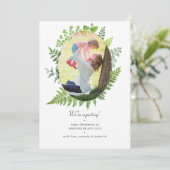 Waterverf Greenery Foto Zwangerschap Aankondiging (Staand voorkant)