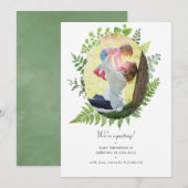 Waterverf Greenery Foto Zwangerschap Aankondiging (Voorkant / Achterkant)