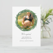 Waterverf Greenery Foto Zwangerschap Aankondiging (Staand voorkant)