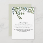 Waterverf Greenery Funeral Bereavement Hartelijk d Bedankkaart (Voorkant / Achterkant)