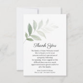 Waterverf Greenery Funeral Hartelijk dank Bedankkaart (Voorkant)