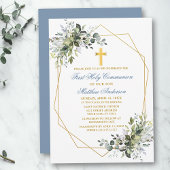 Waterverf Greenery Geo Lijst Dusty Blue Communion Kaart