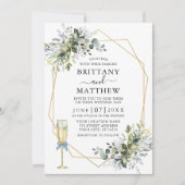 Waterverf Greenery Geo Lijst Glass Bow Dusty Blue Kaart (Voorkant)