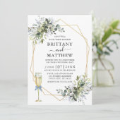 Waterverf Greenery Geo Lijst Glass Bow Dusty Blue Kaart (Staand voorkant)