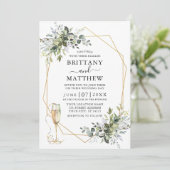 Waterverf Greenery Geo Lijst Glass Sage Green Kaart (Staand voorkant)