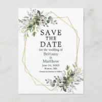 Waterverf Greenery Geo Lijst Green Save the Date