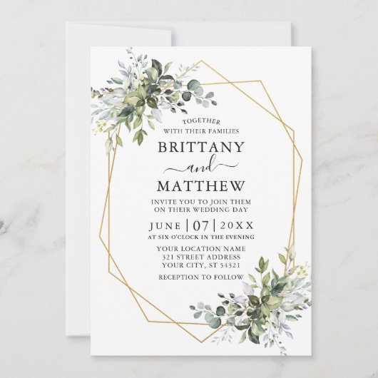 Waterverf Greenery Geo Lijst Sage Green Kaart (Voorkant)