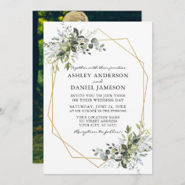 Waterverf Greenery Geo Lijst Weddenschap Achterfot Kaart