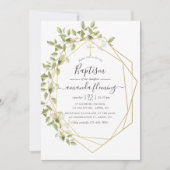 Waterverf Greenery Geometric Baptisme Kaart (Voorkant)