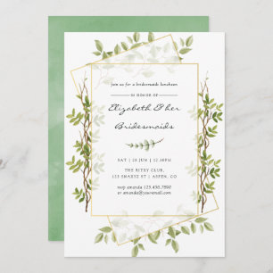 Waterverf Greenery Geometric Bridesmaids Luncheon Kaart