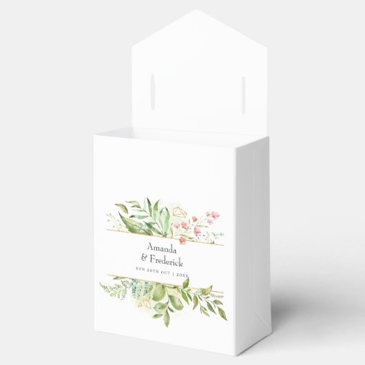 Waterverf Greenery Geometric Crystal Wedding Bedankdoosjes (Geopend)
