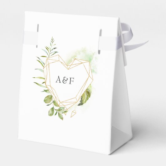 Waterverf Greenery Geometric Crystal Wedding Bedankdoosjes (Achterkant)