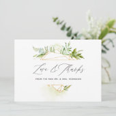 Waterverf Greenery Geometric Crystal Wedding Bedankkaart (Staand voorkant)
