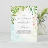 Waterverf Greenery Geometric Crystal Wedding Programmakaart (Staand voorkant)