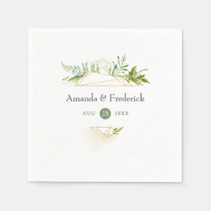 Waterverf Greenery Geometric Crystal Wedding Servet