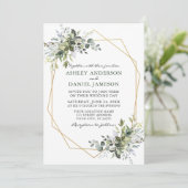 Waterverf Greenery Geometric Lijst Wedding Kaart (Staand voorkant)