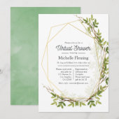 Waterverf Greenery Geometric Virtual Shower Kaart (Voorkant / Achterkant)