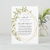 Waterverf Greenery Geometric Virtual Wedding Kaart (Staand voorkant)