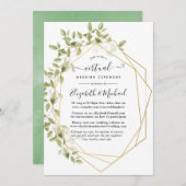 Waterverf Greenery Geometric Virtual Wedding Kaart (Voorkant / Achterkant)