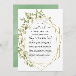 Waterverf Greenery Geometric Virtual Wedding Kaart