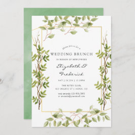 Waterverf Greenery Geometric Wedding Brunch Kaart