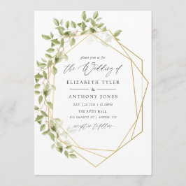 Waterverf Greenery Geometric Wedding Kaart