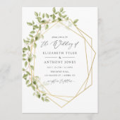 Waterverf Greenery Geometric Wedding Kaart (Voorkant)