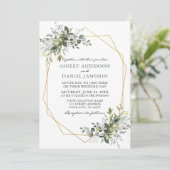 Waterverf Greenery Geometric Wedding Sage Green Kaart (Staand voorkant)