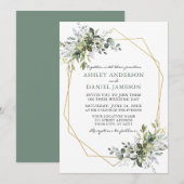 Waterverf Greenery Geometric Wedding Sage Green Kaart (Voorkant / Achterkant)
