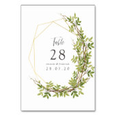 Waterverf Greenery Geometric Wedding Table Number Kaart (Voorkant)