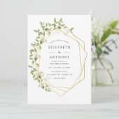 Waterverf Greenery Geometric Wedding Uitnodiging (Staand voorkant)