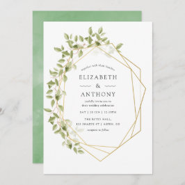 Waterverf Greenery Geometric Wedding Uitnodiging