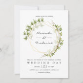 Waterverf Greenery Geometric Wedding Uitnodiging (Voorkant)