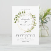 Waterverf Greenery Geometric Wedding Uitnodiging (Staand voorkant)