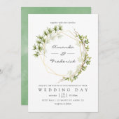 Waterverf Greenery Geometric Wedding Uitnodiging (Voorkant / Achterkant)