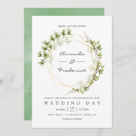 Waterverf Greenery Geometric Wedding Uitnodiging