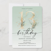 Waterverf Greenery Gold 13th Birthday Party Invit Kaart (Voorkant)
