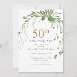 Waterverf Greenery Gold 50e Jubileum Kaart