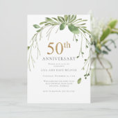 Waterverf Greenery Gold 50e Jubileum Kaart (Staand voorkant)