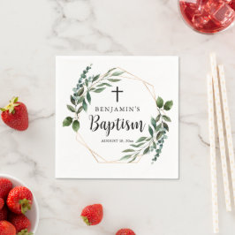 Waterverf Greenery Gold Baptism Napkins Servet