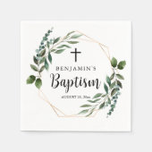 Waterverf Greenery Gold Baptism Napkins Servet (Voorkant)