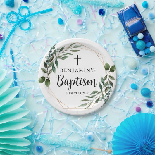 Waterverf Greenery Gold Baptism Paper Bord (Feest)