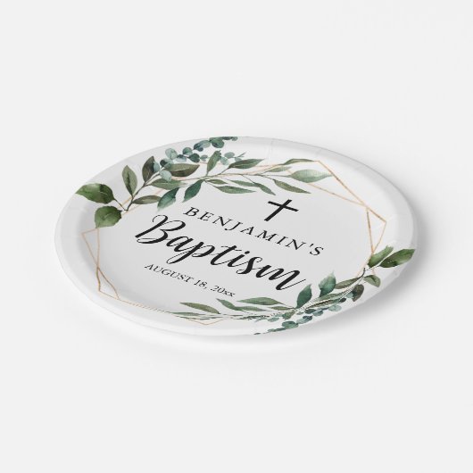 Waterverf Greenery Gold Baptism Paper Bord (Gekanteld)