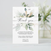 Waterverf Greenery Gold Birthday Hartelijk dank Kaart (Staand voorkant)